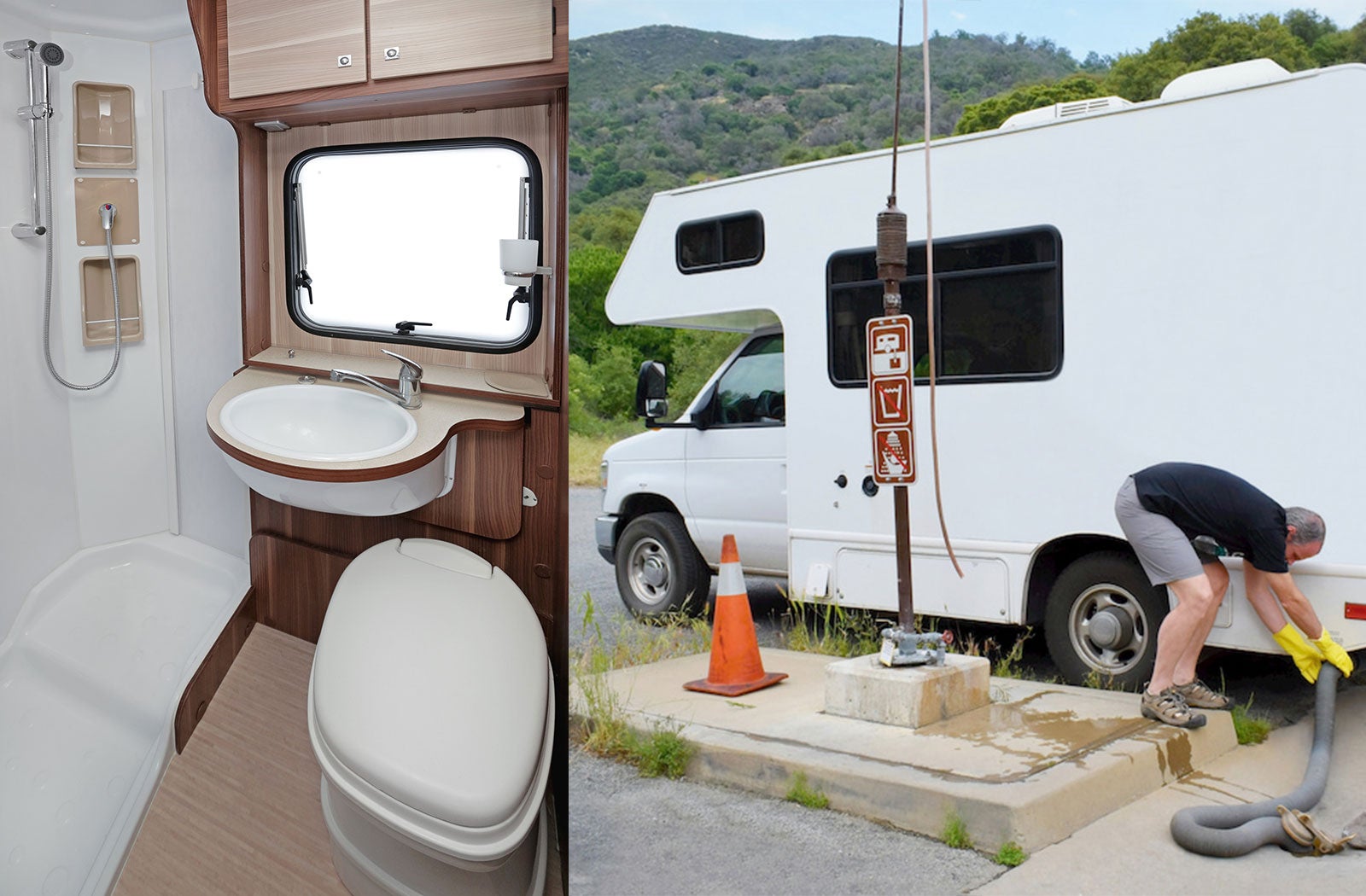 Portable RV/camper toilet and holding tank setup in Collierville, Tennessee