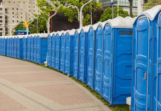 Seasonal porta potty units set up at a Collierville, Tennessee venue