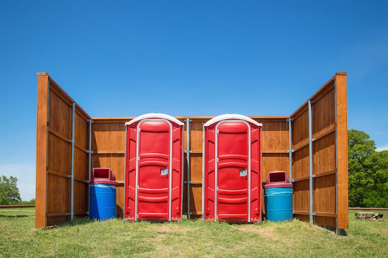Short-term porta potty units staged for delivery in Collierville, Tennessee